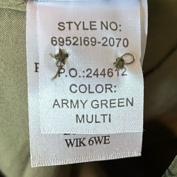 Paige Vittoria Mini Multi Green Dress Long Sleeve Army Size XL - Picture 15 of 17